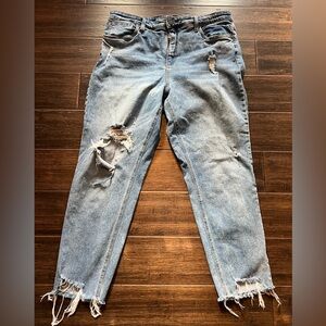 Kut From The Kloth Womens Denim Blue Mid Rise  Distressed Straight Jeans Sz 14W